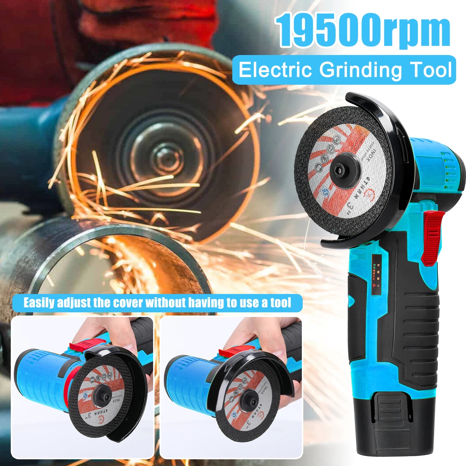 12V Accu Haakse Slijper 19500 tpm Lithium Batterij Mini Polijst Slijpmachine Diamant Doorslijper