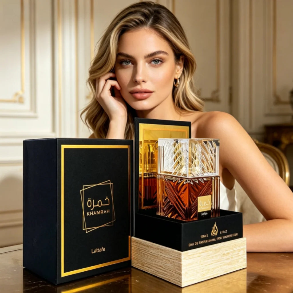 Profumo di lusso Lattaka Khamrah 100 ml, unisex. Profumo arabo a lunga durata, note speziate. Una fragranza carismatica per tutti, ideale come regalo ed elegante decorazione.