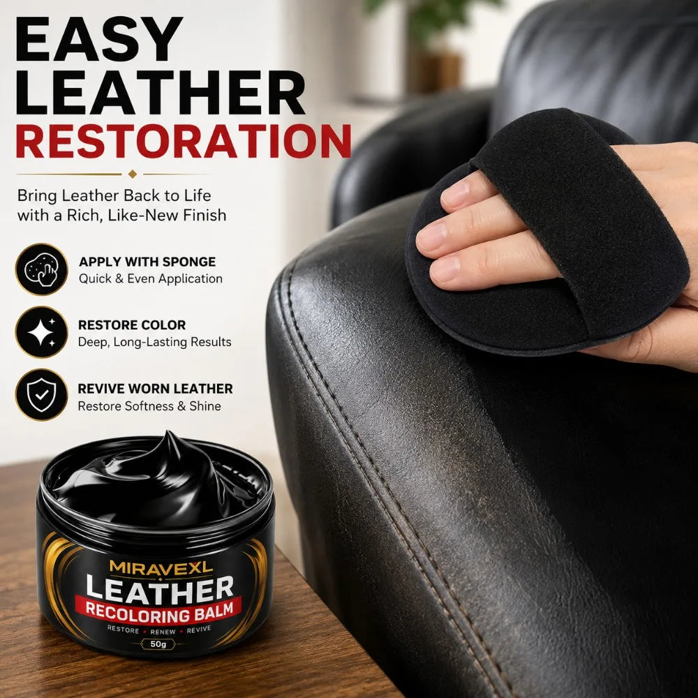 Leather Recoloring Balm, Leather & Vinyl Color Restorer Conditioner – Repairs Faded & Scratched Leather Color