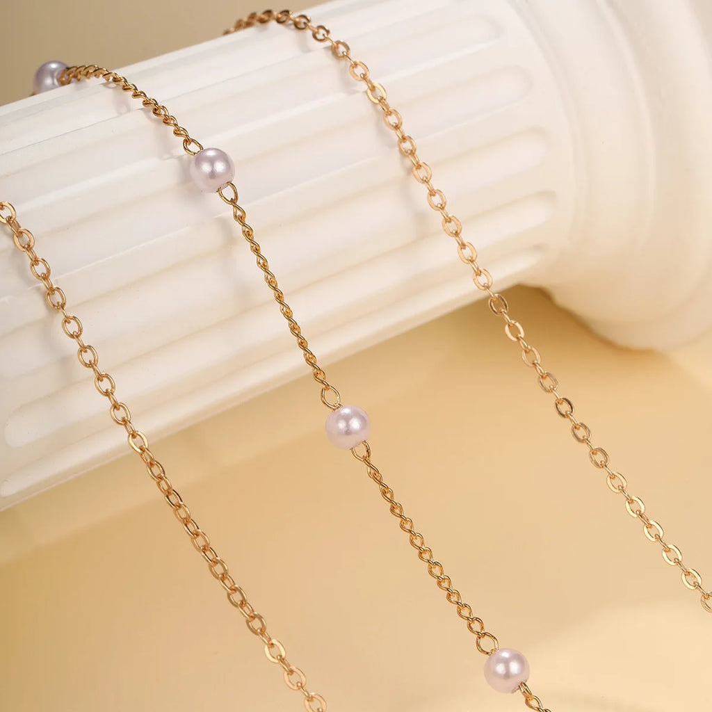 LATS Collane con Ciondolo a Cuore d'Amore a Croce in Perle Multistrato per Donna Colore Oro Moda Catena Clavicola Tendenza Gioielli 2024