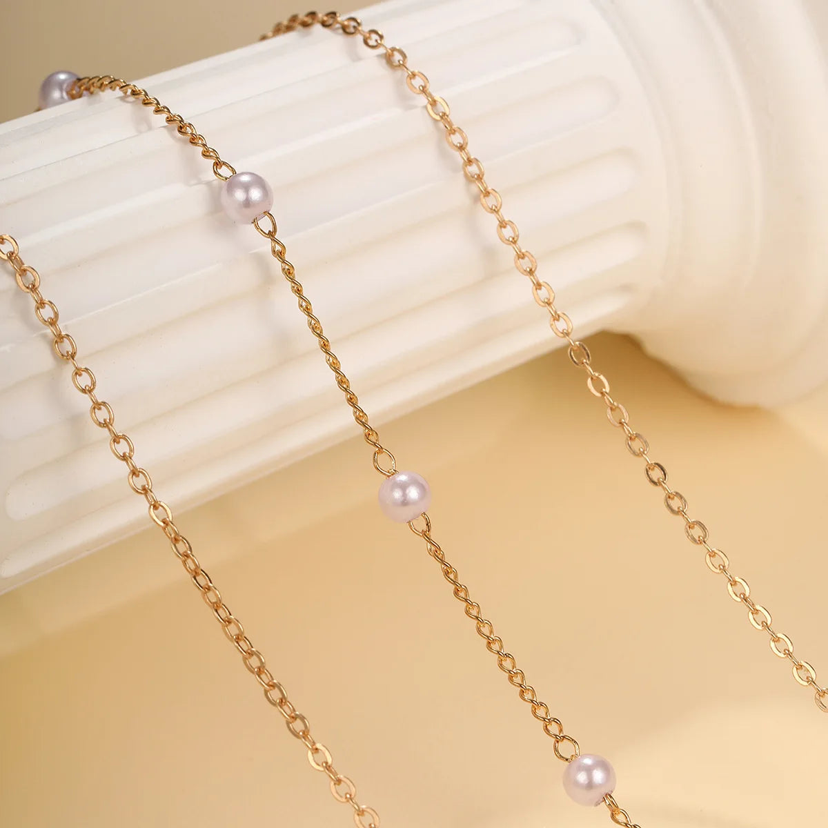 LATS Collane con Ciondolo a Cuore d'Amore a Croce in Perle Multistrato per Donna Colore Oro Moda Catena Clavicola Tendenza Gioielli 2024