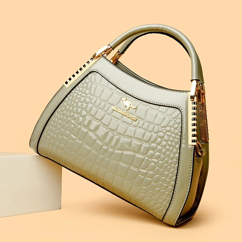 Borsa a tracolla da donna in pelle verniciata di alta qualità a tre strati Borsa a tracolla di lusso firmata casual Borsa a mano di grande capacità