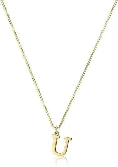 Collana con pendente in acciaio inossidabile placcato oro con lettere dell'alfabeto dalla A alla Z per donna, collane con iniziale a catena e girocollo, gioielli
