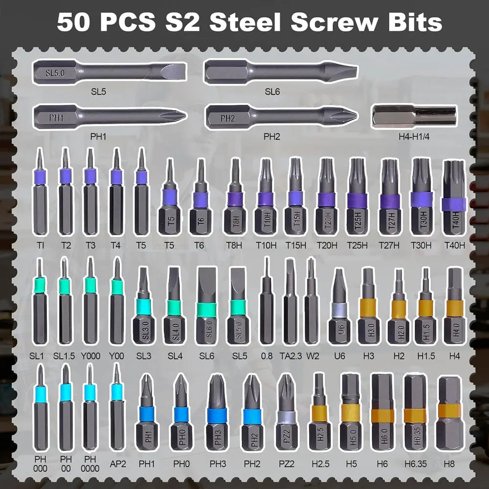 Set di cacciaviti a cricchetto magnetici 50 in 1, set di attrezzi multifunzione staccabili con manico a cricchetto fai-da-te, set di attrezzi portatili per riparazioni.