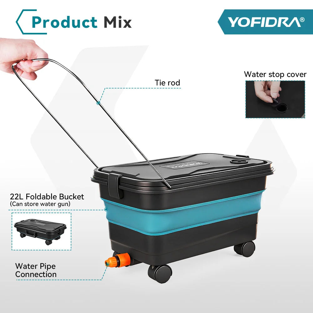YOFIDRA 200 bar borstelloze elektrische hogedrukreiniger 6-in-1 autowasslang tuinspuit voor Makita 21V accu spuitpistool