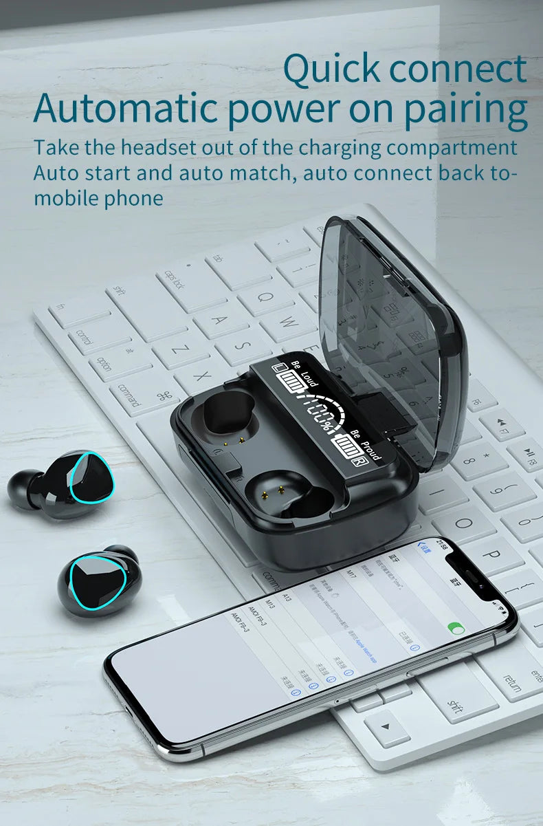 Auricolari M10 Nuovi Arrivi Cuffie Wireless Auricolari di Alta Qualità Suono Perfetto Sport Giochi Musica Cuffie BT con Power Bank
