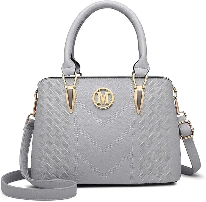 Miss Lulu WOMEN'S Handbag, Lychee Pattern Medium Handle bag, High Quality Knit Elegant Shoulder bag