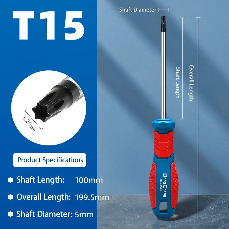 Industriële Torx schroevendraaier, S2 gelegeerd staal, zeskantschroevendraaier met middengat, T8, T10, T15, T20, T25, T27, T30, T40