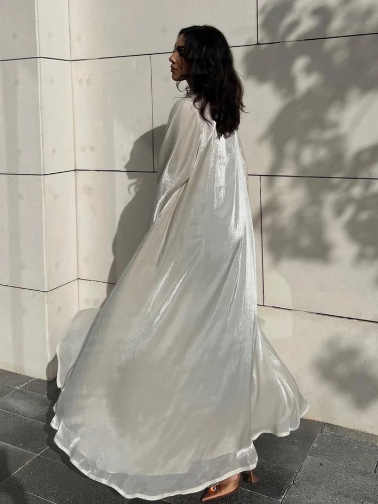 Eid Zijdeachtige Abaya's voor Vrouwen Moslim Jalabiya Ramadan Jurk met Knopen Mouwen Ramadan Kaftan Feestjurken Vestido Largo Cardigan