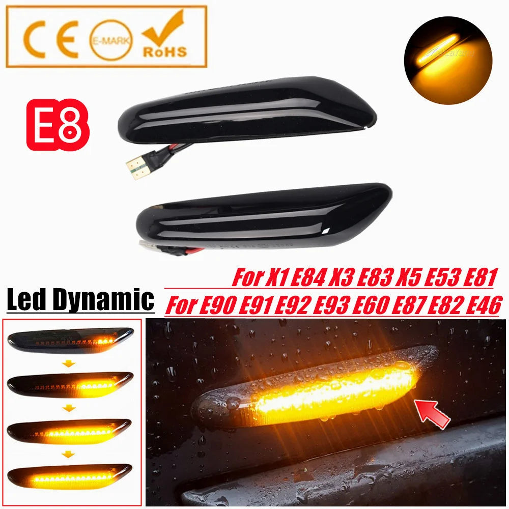 Sequential Flashing LED Turn Signal Side Marker Light For BMW E60 E61 E90 E91 E87 E81 E83 E84 E88 E92 E93 E82 E46 1 3 5 Series