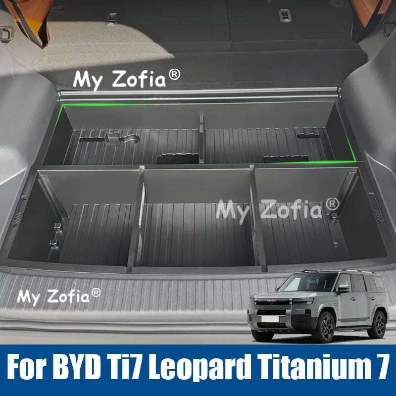 Multifunctional Waterproof Car Trunk Storage Box Interior Upgrade Organizer Accessories For BYD Ti7 Leopard Titanium 7 2025 2026
