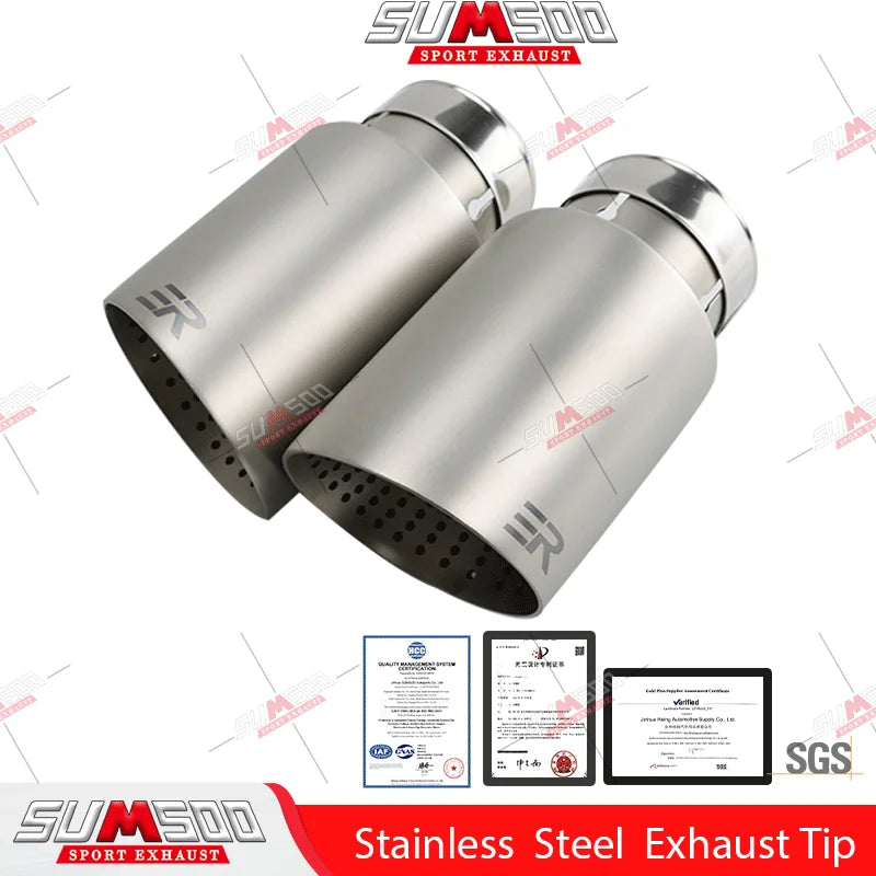 Genuine SUMSOO 1 PCS Matte 304 Stainless Steel Car Muffler Tip Exhaust Tip System Pipe Universal Exhaust Tip