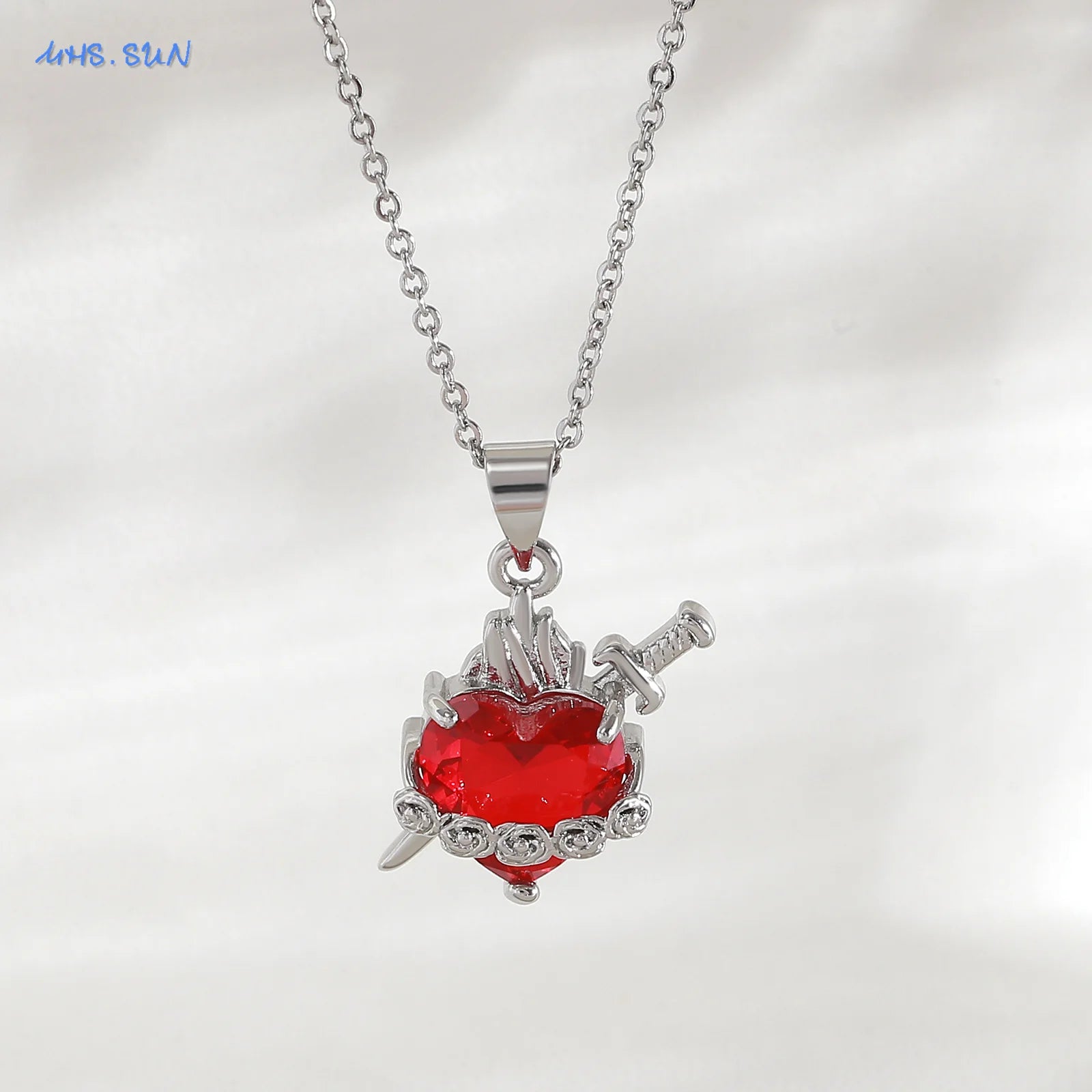 SUNSLL Heilig Rood Hart Kruis Zirkonia Hangers Kettingen Luxe Vrouwen Verguld Romantische Liefde Jubileum Sieraden Geschenken