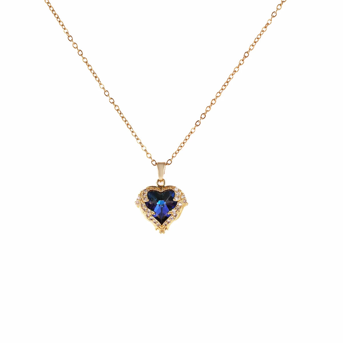 Luxe Kleurrijke Kristallen Oceaan Hart Hanger Ketting Voor Vrouwen Trendy 316L Roestvrijstalen Sieraden Vrouwelijke Trouwketting