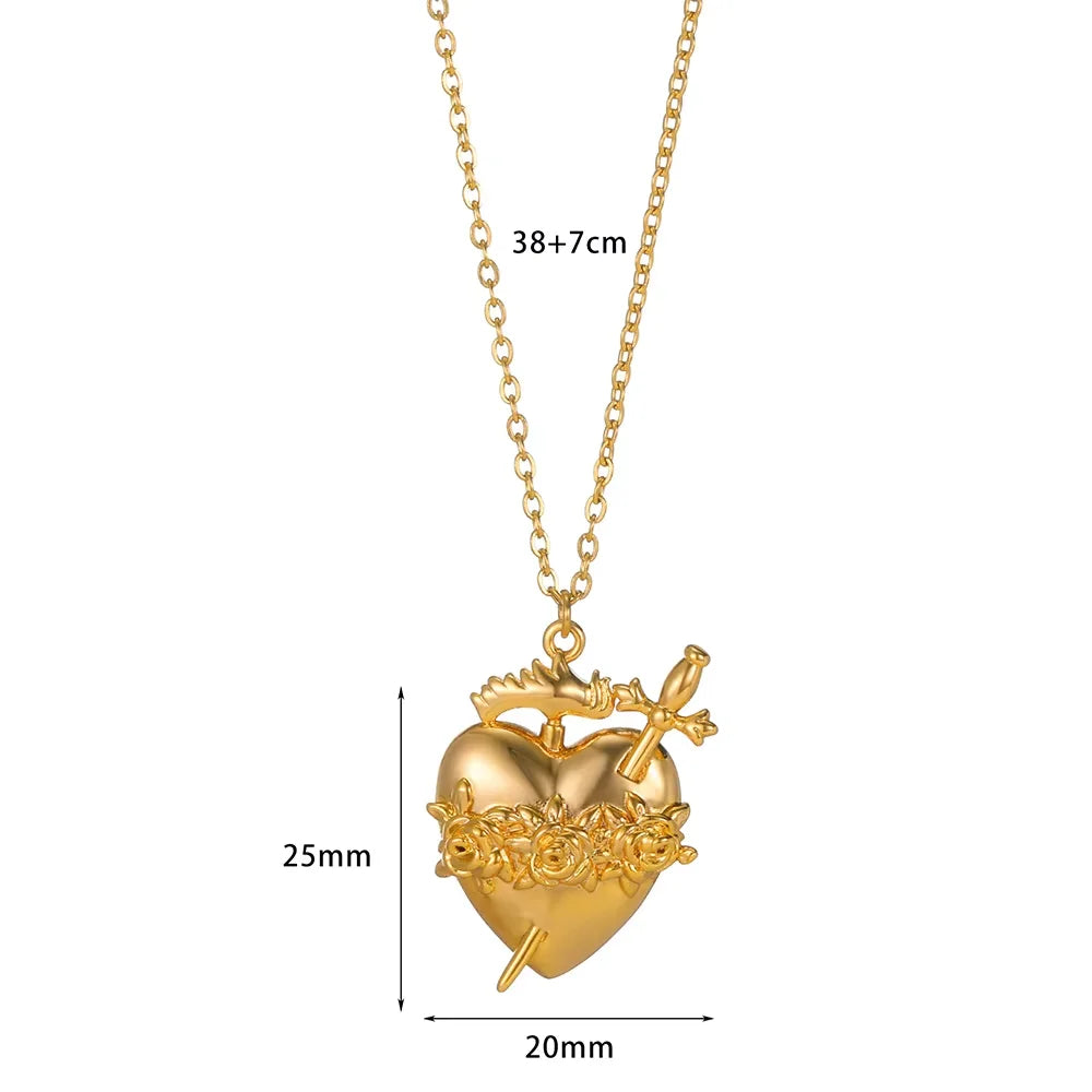 Romantische Trouwhart Cubic Zirconia Ketting Voor Dames Elegante Leuke Goudkleurige Roestvrijstalen Kettingen Sieraden Verjaardagscadeau