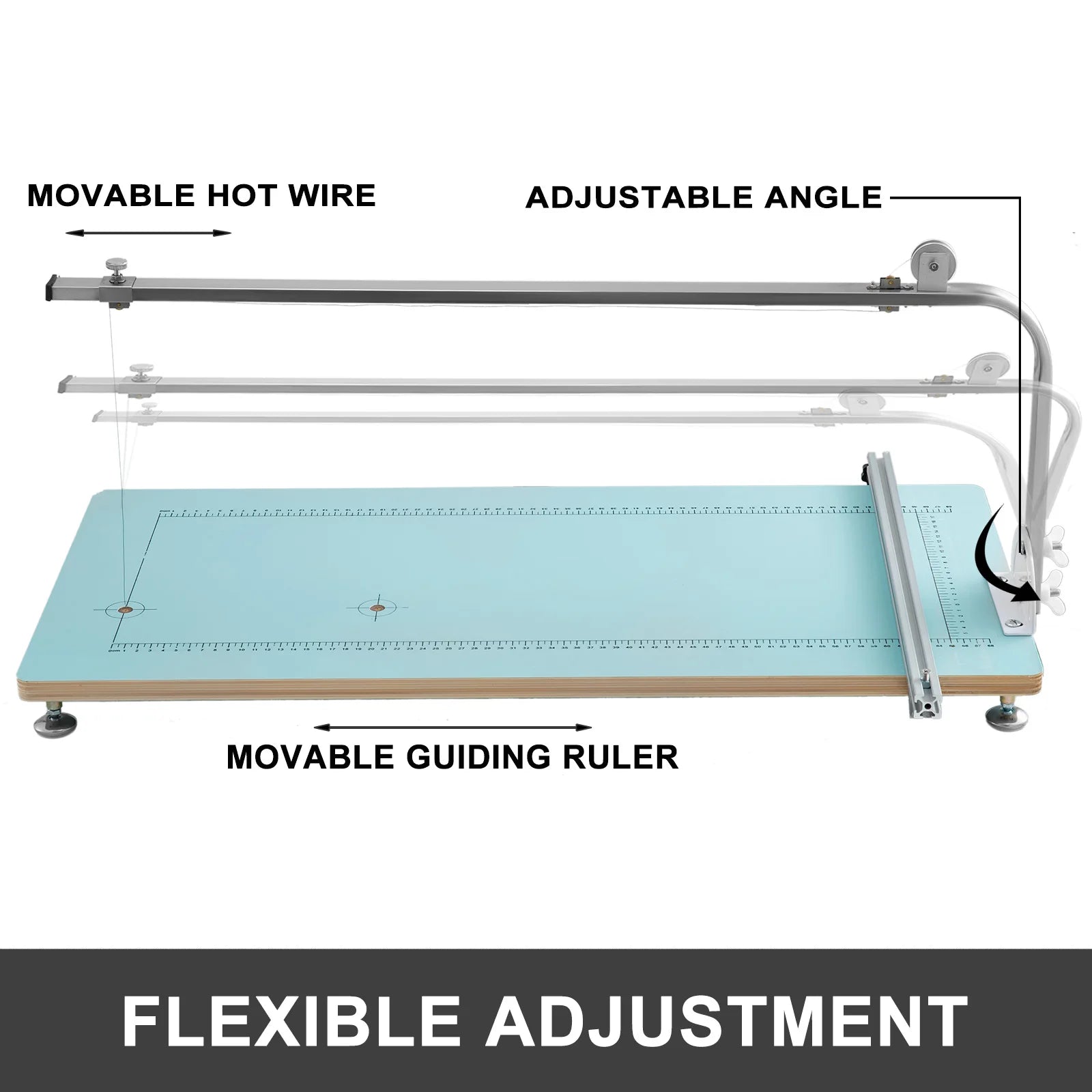 SucceBuy Macchina Tagliatrice per Schiuma Angolo Regolabile Temperatura Controllabile Tavolo in MDF + Lega Kit Utensili per Taglio Polistirolo Spugna