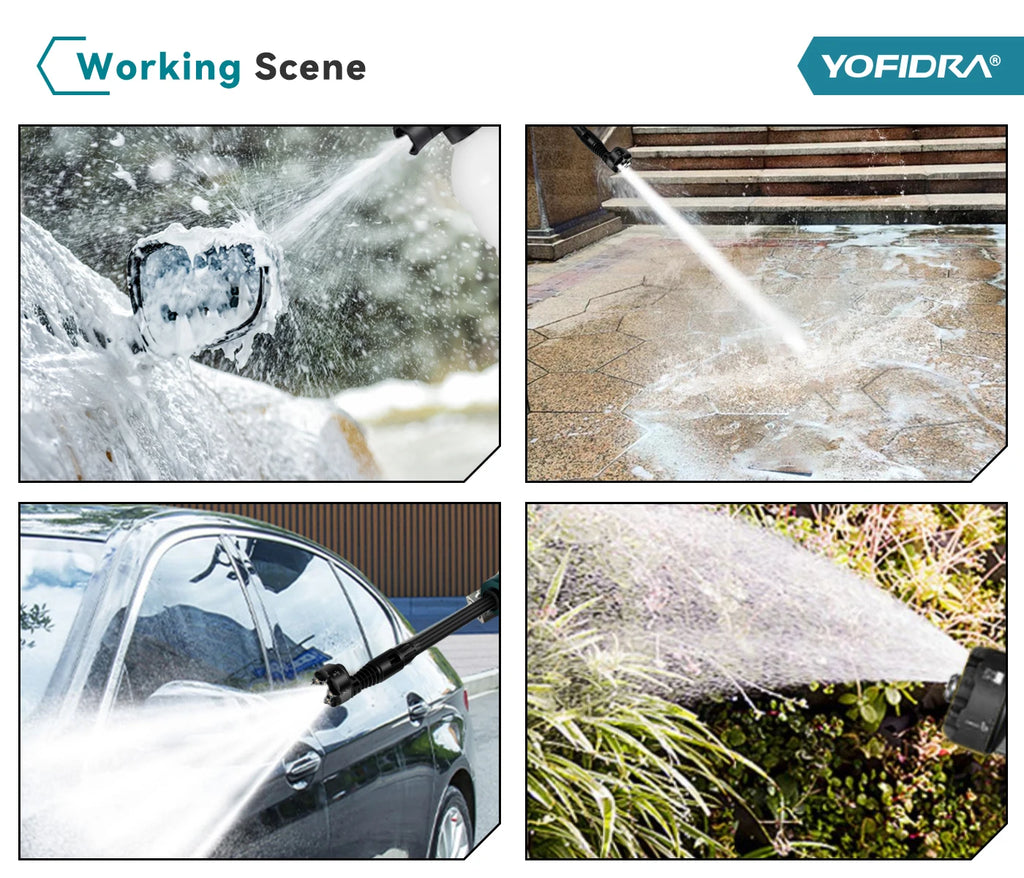 YOFIDRA 200Bar Idropulitrice Brushless ad Alta Pressione Pistola ad Acqua Elettrica con Secchio Spruzzatore per Pulizia Auto per Perno Batteria Makita 21V