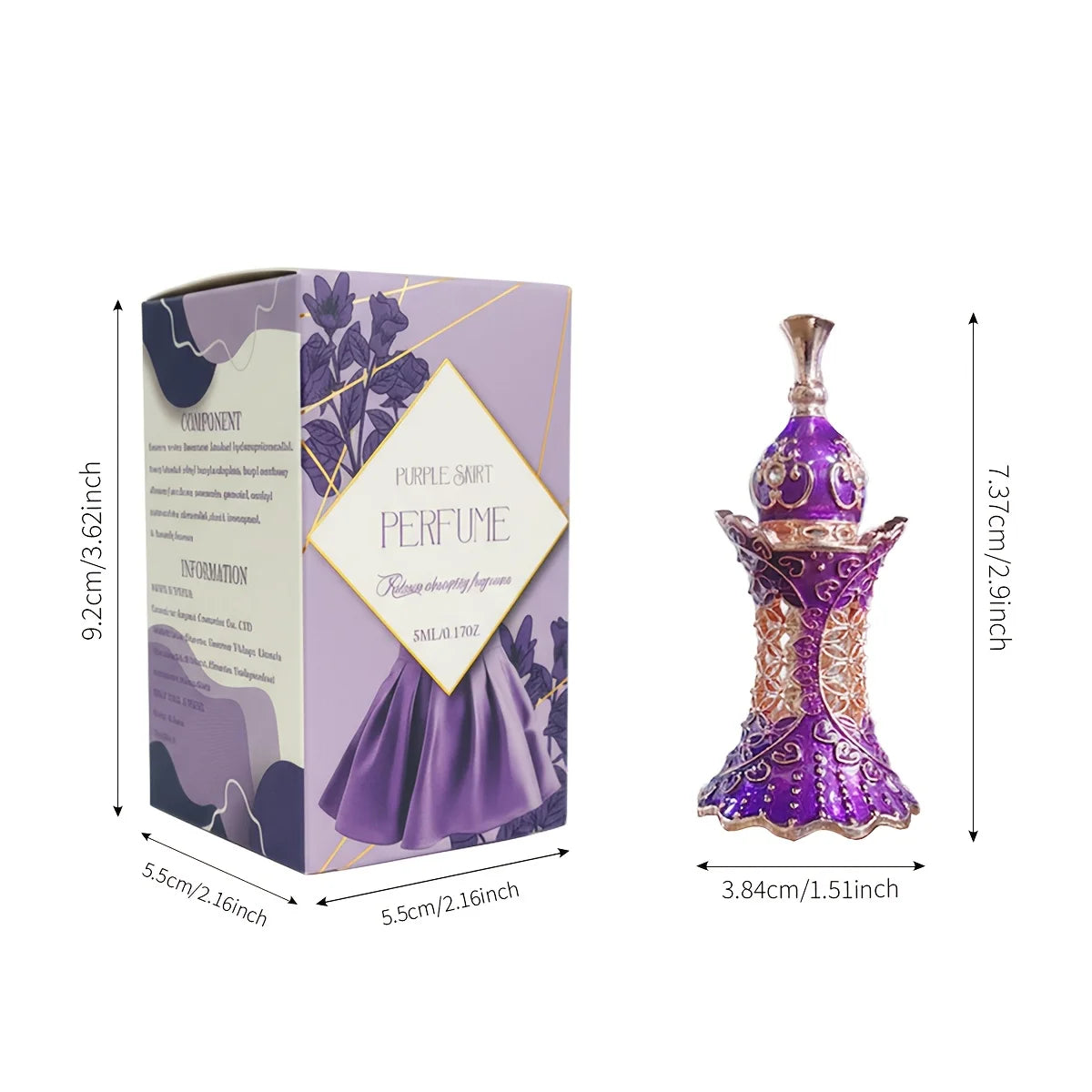 Olio profumato 5ml Dubai Purple, Rosa Limone Floreale Fruttato, Senza Alcool a Lunga Durata Portatile per Appuntamenti Viaggi Uso Quotidiano