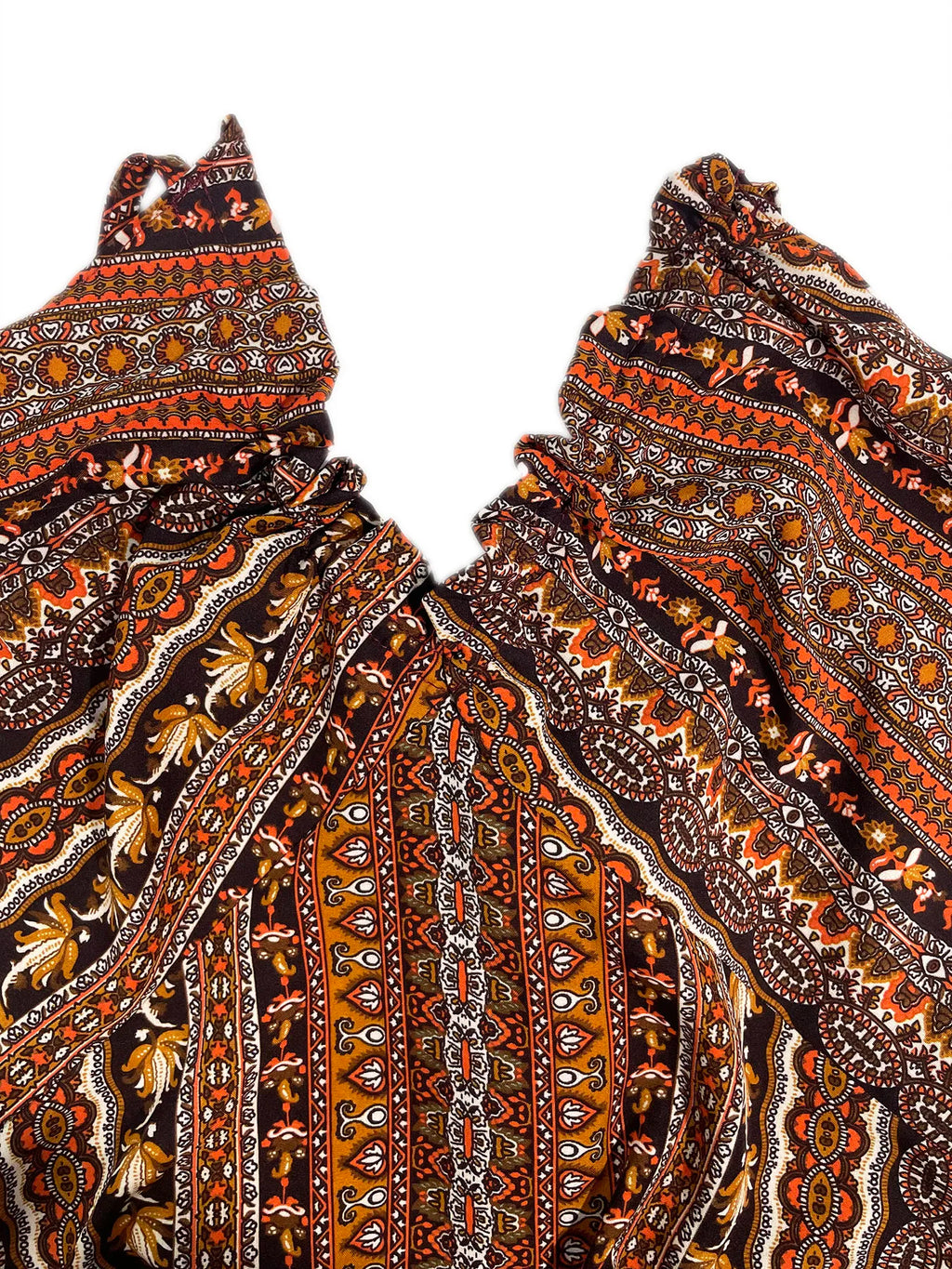 Dames Zomer Jurk met Etnisch Patroon, Open Rug en Split - Dames Zomerkleding Boho Mode Ruches Lange Jurk voor Strand