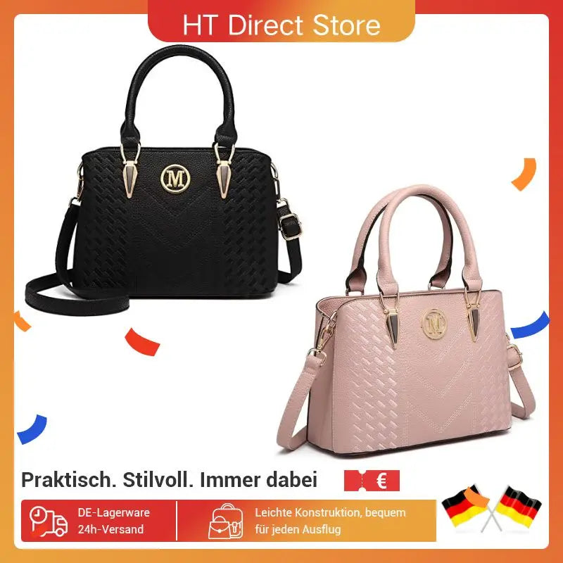 Miss Lulu WOMEN'S Handbag, Lychee Pattern Medium Handle bag, High Quality Knit Elegant Shoulder bag