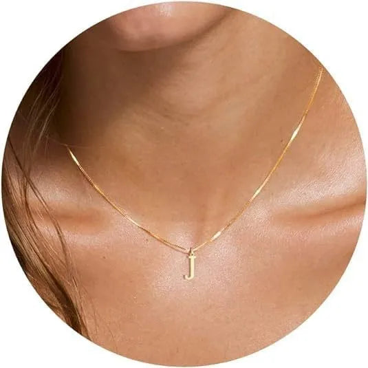 Collana con pendente in acciaio inossidabile placcato oro con lettere dell'alfabeto dalla A alla Z per donna, collane con iniziale a catena e girocollo, gioielli