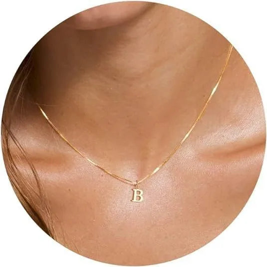 Collana con pendente in acciaio inossidabile placcato oro con lettere dell'alfabeto dalla A alla Z per donna, collane con iniziale a catena e girocollo, gioielli