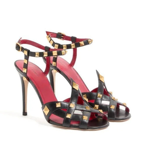 Zomer 2026 Ronde Kop Klinknagel Visbek Slanke Sandalen met Hoge Hak voor Dames, Modieuze Party Dames Plus Size Sandalen