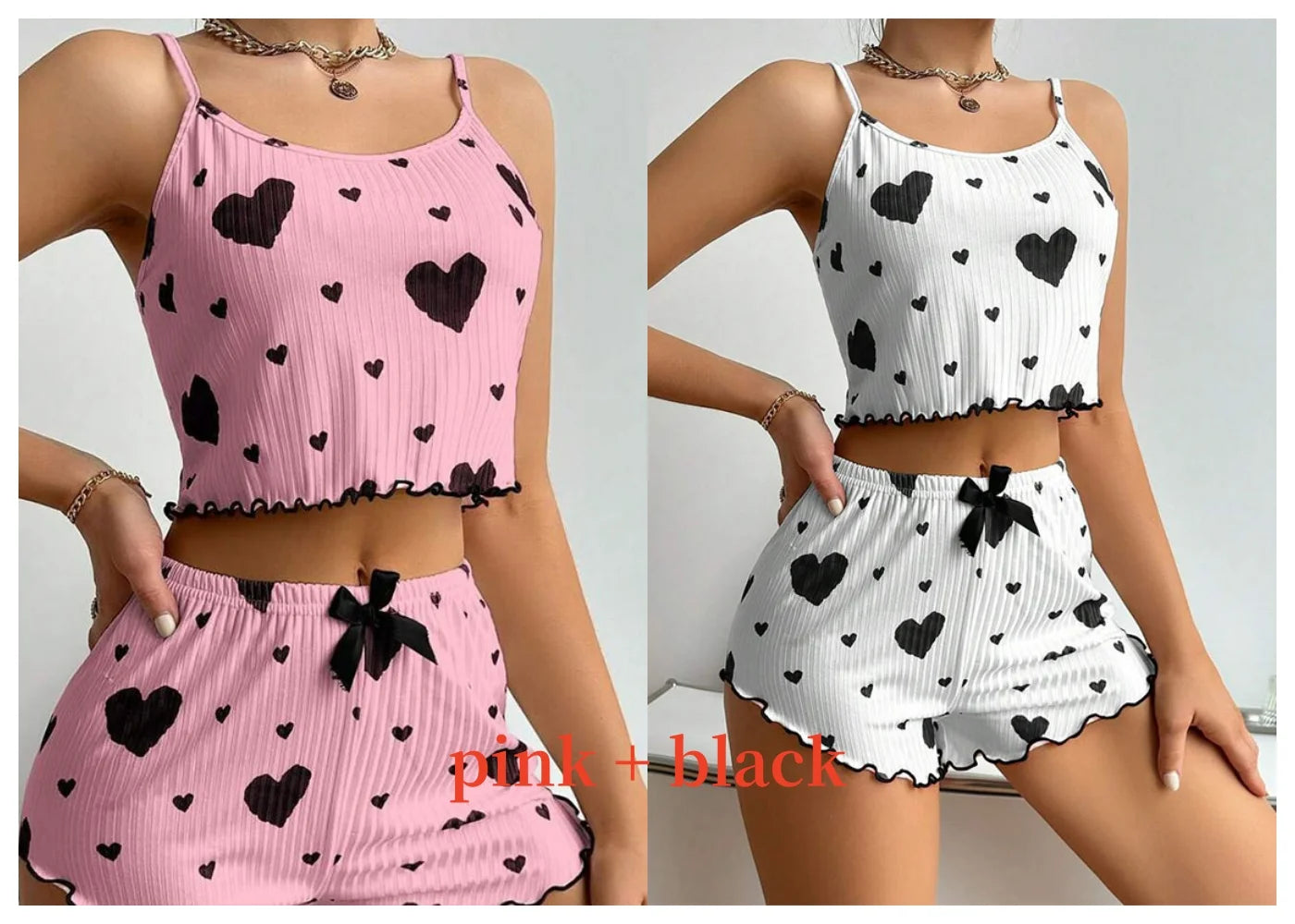 Dames Pyjamaset Nachtkleding 2-delig Korte Tanktops En Shorts S M L Wit Ventilerend Zacht Casual Liefdesprint