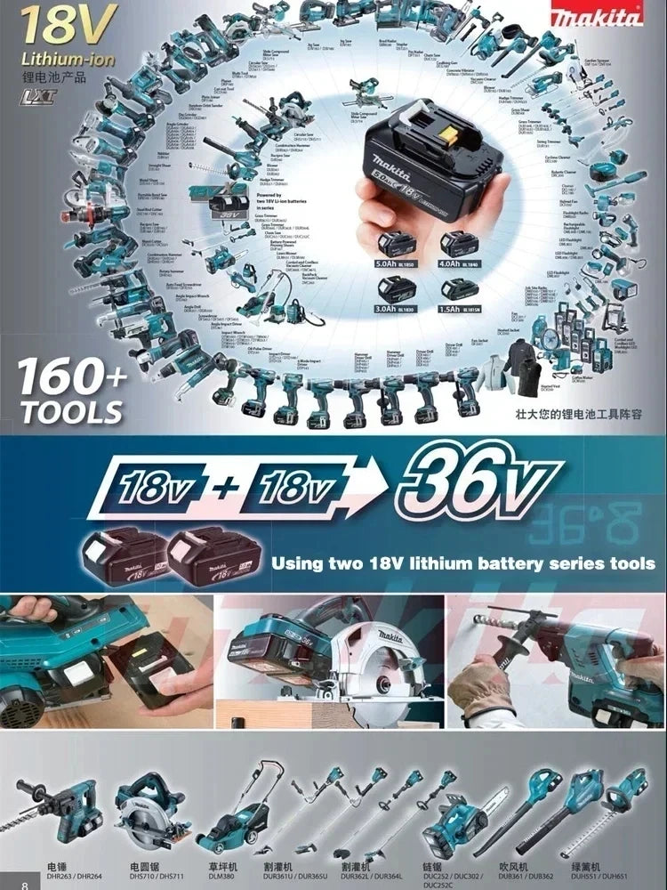 Makita DDF487 Trapano avvitatore a percussione ricaricabile al litio da 18V senza spazzole da 10mm, avvitatore elettrico a coppia elevata DDF487 per uso domestico