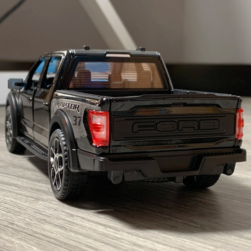 1:20 Ford Raptor F150 Pickup Truck Toy Car Model Alloy Diecast Doors Opened Pull Back Sound Light Scale Model Car Toys For Boys