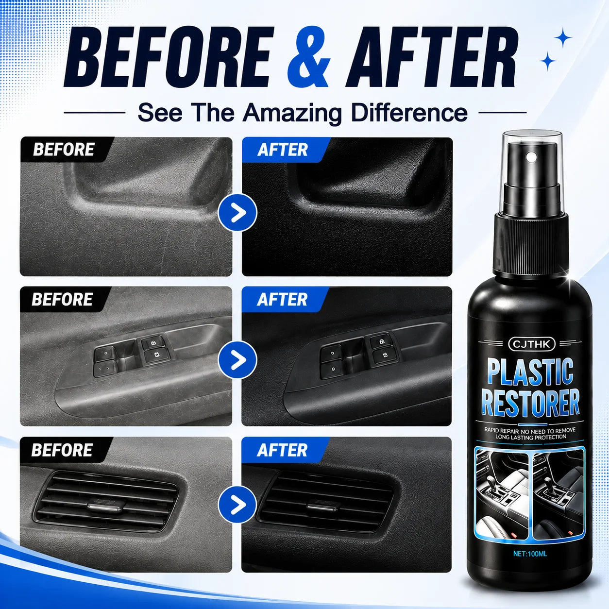 Car Plastic Restorer Back To Black Gloss Auto Plastic Leather Renovator Long Lasting Coating Liquid Auto Polish Repair Products