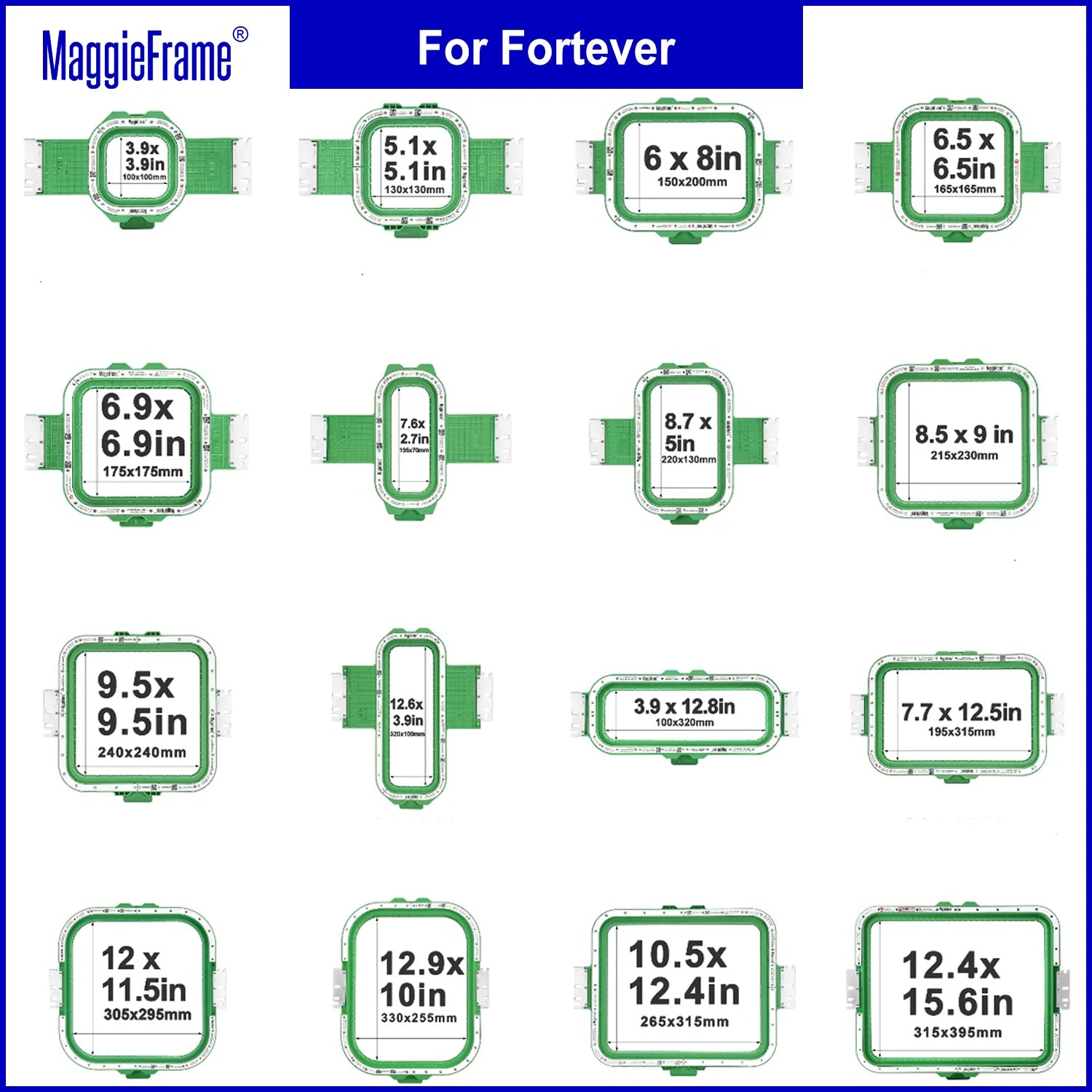 Macchina da ricamo Fortever Halo100 HaloX FT1501/1502/1503/1504 con telai magnetici per ricamo MaggieFrame Mighty Hoop