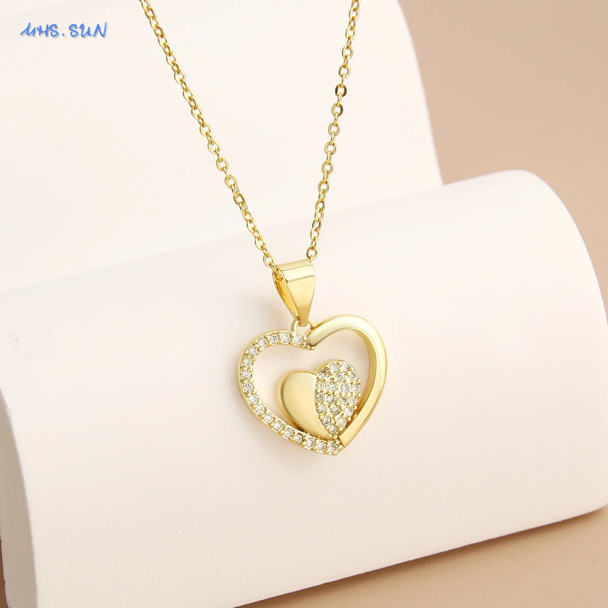 SUNSLL Heilig Rood Hart Kruis Zirkonia Hangers Kettingen Luxe Vrouwen Verguld Romantische Liefde Jubileum Sieraden Geschenken