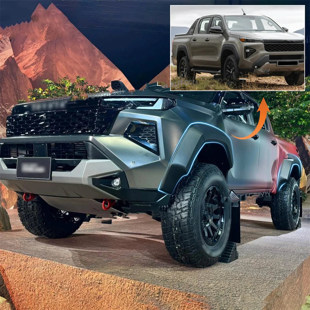 Wheel Arch Fender Flares For Toyota Hilux Travo 2025-2026 GR Style Wide Body Fender Extensions ABS Off Road Mudguard Arch Cover