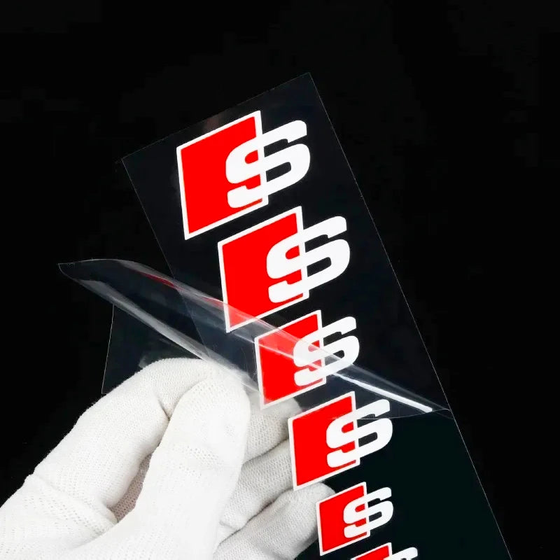 6Pcs PVC Car Brake Caliper Sticker Heat Resistant Decals Auto Accessories for Audi S Line A1 A3 A4 A6 A7 Q3 Q5 Q7 RS3 RS4 S3 S4