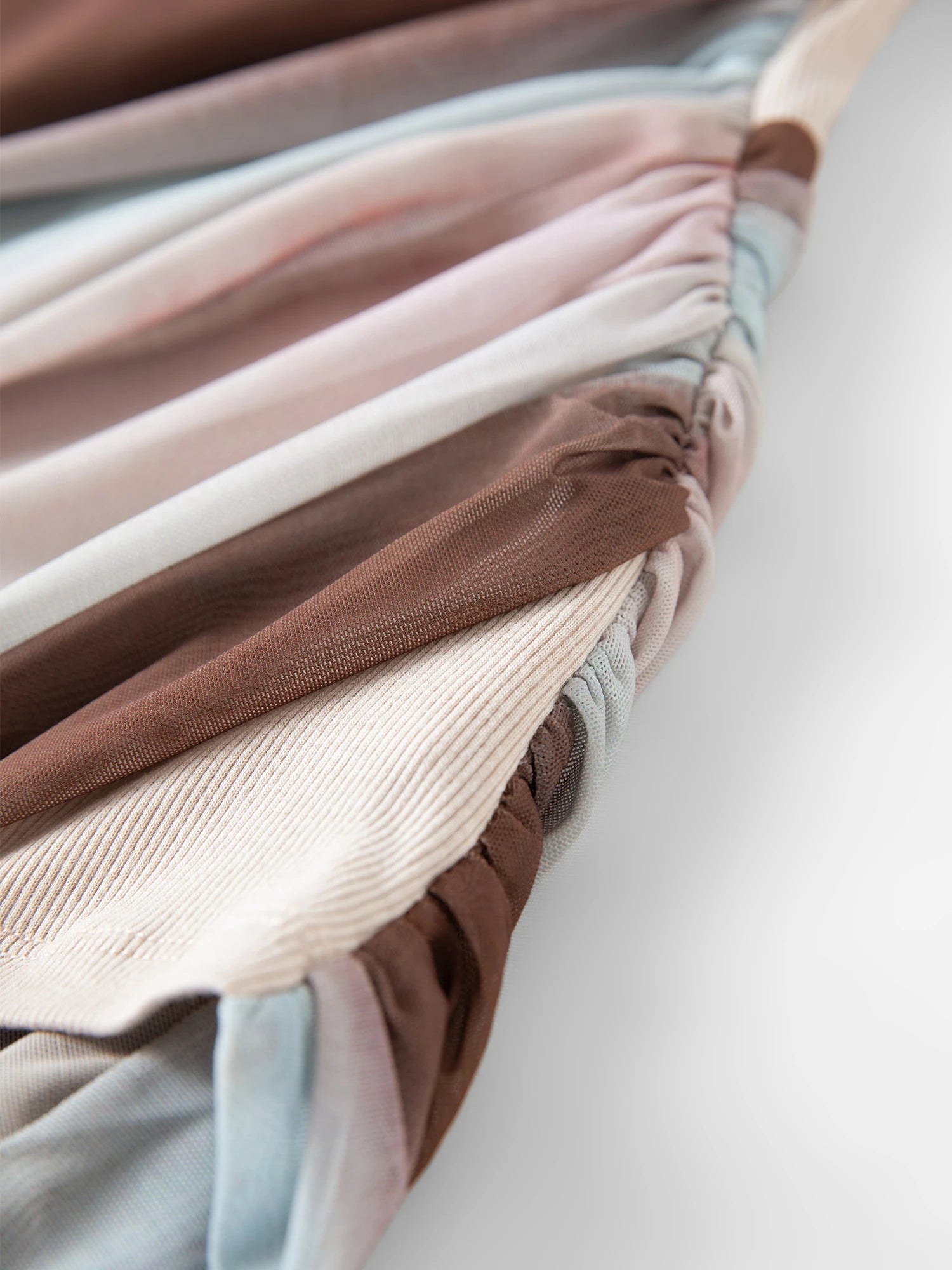 FSLE【Premium Series】Women's Asymmetrical Neck Knit Short-Sleeve T-Shirt Retro Summer 2026 New Gradient Stripe Wasteland Style