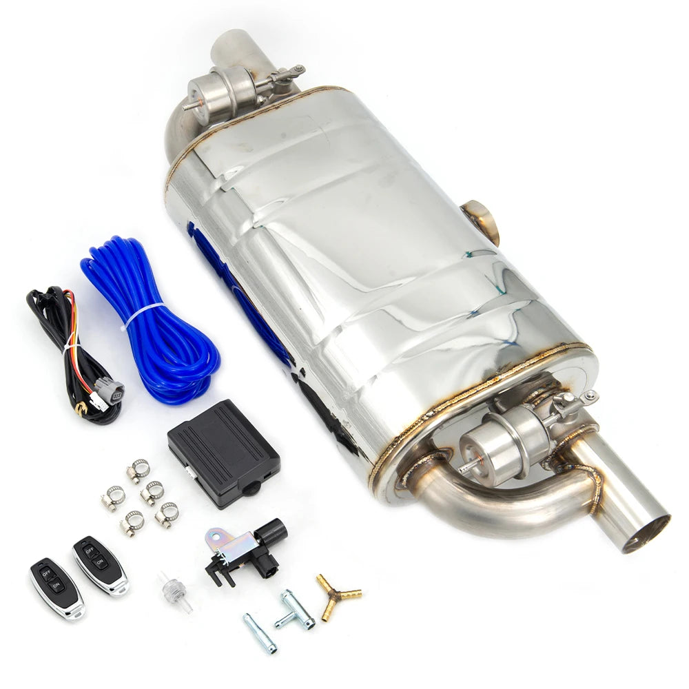 Universal T shape Exhaust Muffler Double Outlet One Inlet Dump Valve Exhaust Cutout With Remote Controller Set 51MM 63MM 76MM