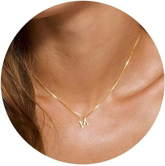 Collana con pendente in acciaio inossidabile placcato oro con lettere dell'alfabeto dalla A alla Z per donna, collane con iniziale a catena e girocollo, gioielli