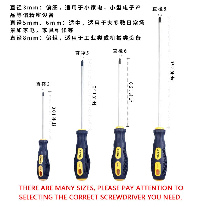 3*150-6*150 mm PH0 PH1 PH2 Kruiskopschroevendraaier 3 mm 5 mm 6 mm Sleufschroevendraaier Multifunctionele magnetische kruiskopschroevendraaiergereedschappen