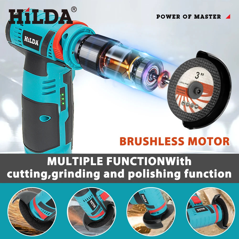 HILDA Mini Smerigliatrice Angolare 12V Ricaricabile Utensile Per Smerigliare Lucidare Macchina Per Smerigliare Per Tagliare Utensili Elettrici A Batteria Al Diamante