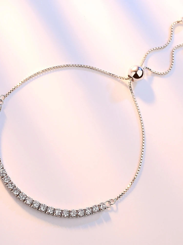 Bracciale Argento Sterling 925 Amore Elegante Zircone Tennis Catena di Cristallo per Donne Moda Nobile Fidanzamento Matrimonio Glamour