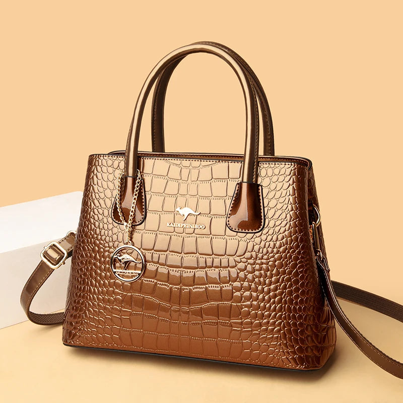 2024 Luxury Designer Handbag Brand Ladies Crocodile Patterned Patent Leather Tote Bag Crossbody Shoulder Bags For Women Bolsos