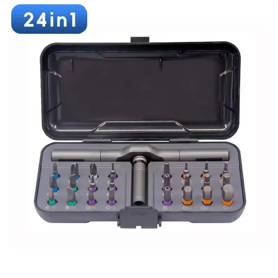 Set di cacciaviti magnetici 24 in 1 Cacciavite a cricchetto magnetico compatto e portatile con manico motore reversibile ad alta coppia