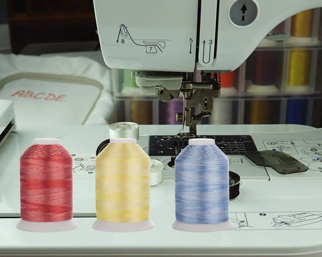 Simthread 12 Colori Assortiti Filo di Poliestere per Macchine da Ricamo Domestiche 1000 Metri Ciascuno