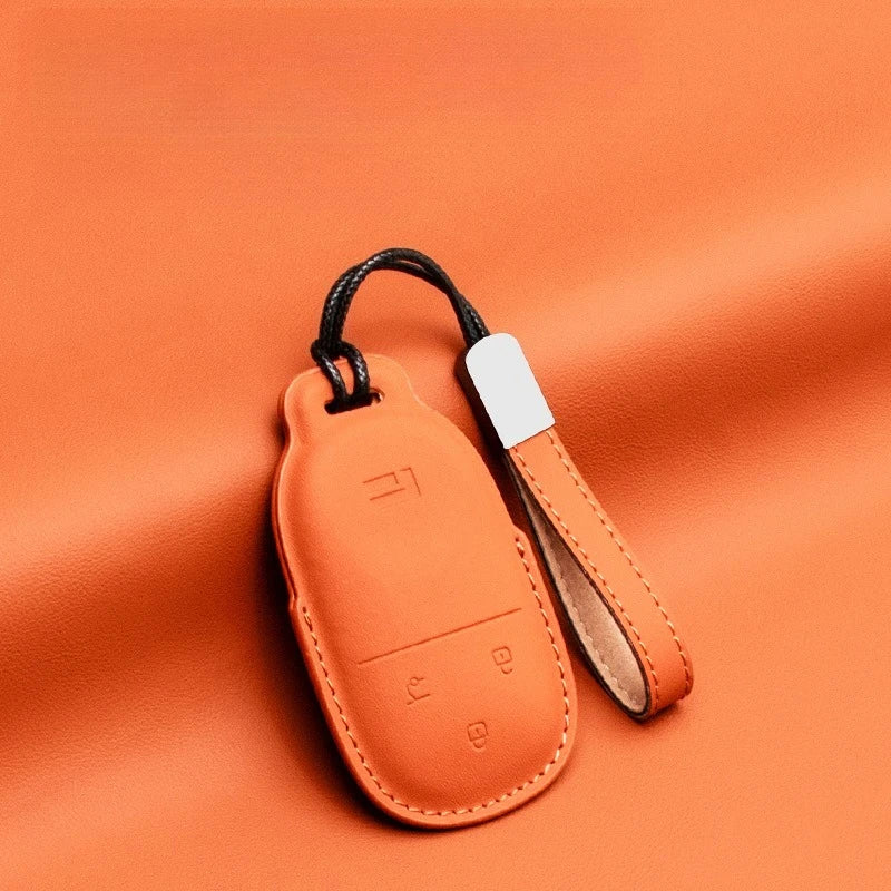 For BAIC JISHI Polestones 01 Rox 2024 2025 2026 Car Leather Key Fob Cover Remote Case Cover Car Keychain Holder Bag Accessories