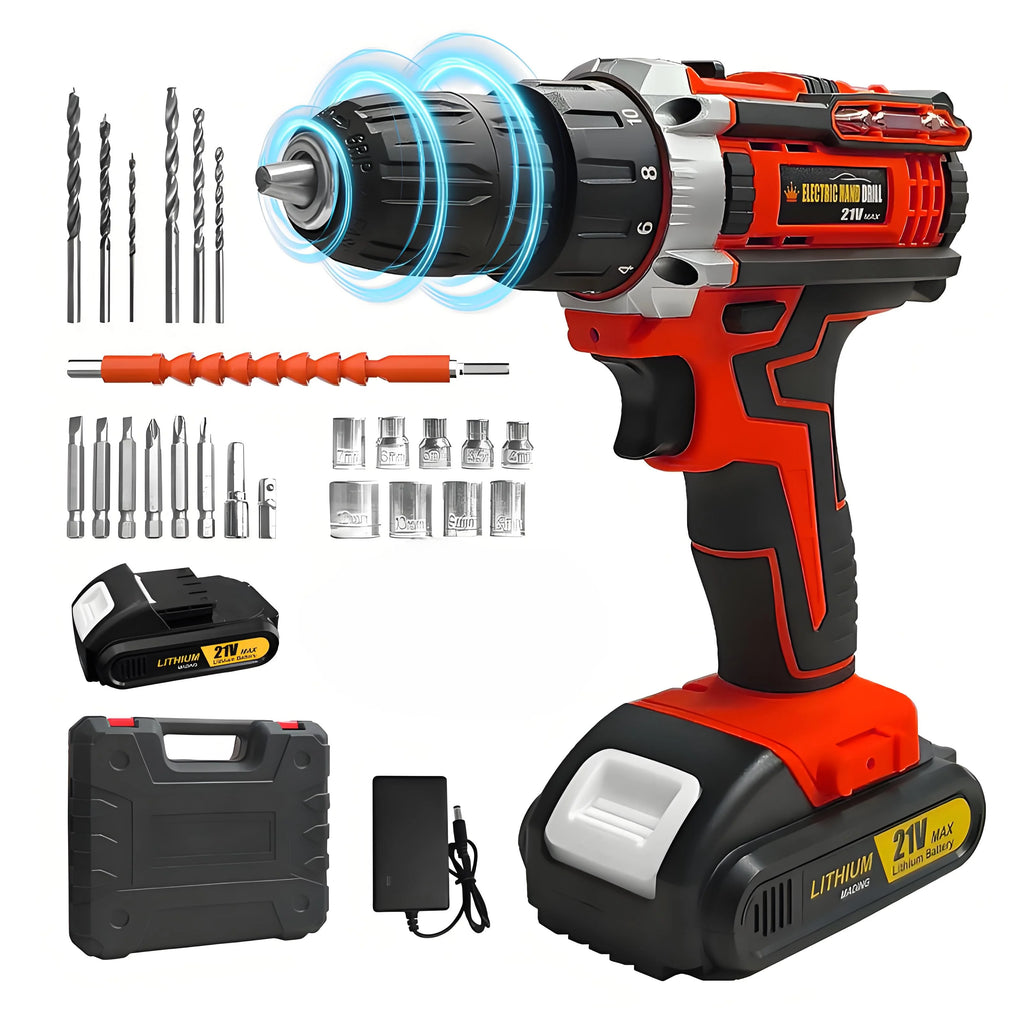 Cacciavite a batteria al litio, cacciavite elettrico, trapano elettrico, trapano a percussione elettrico, set combinato, kit fai da te