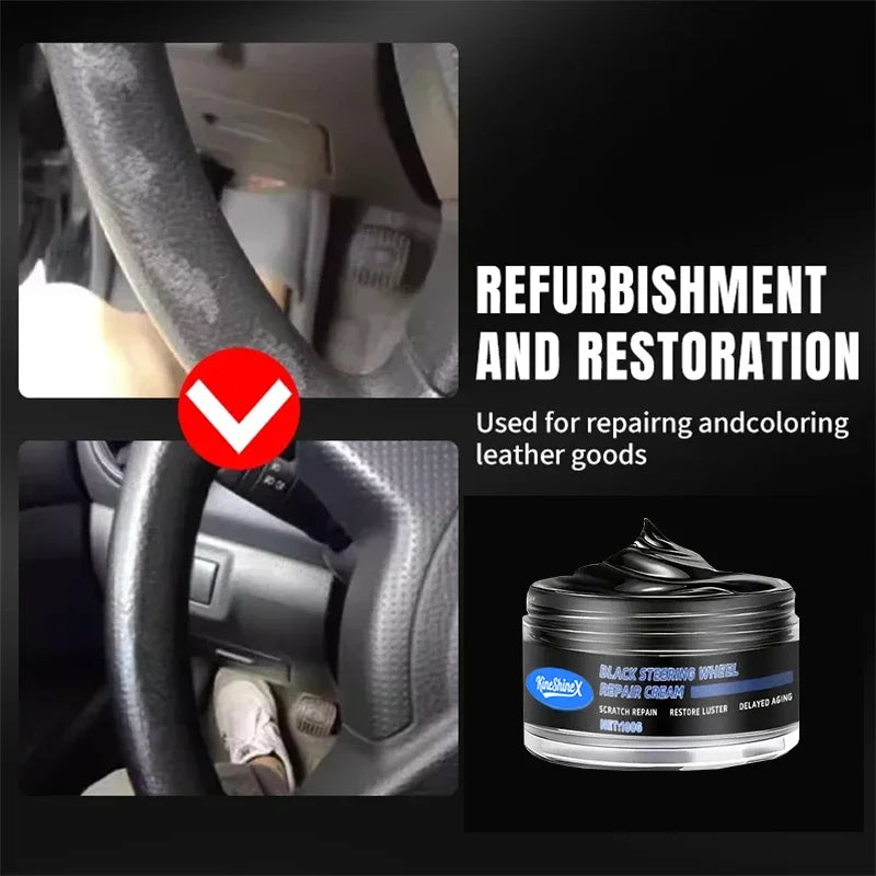Car Steering Wheel Restoration Paste Black Plastic Parts Coating Enhanced Shine Restores Cracks Remove Scratches And Oxidation