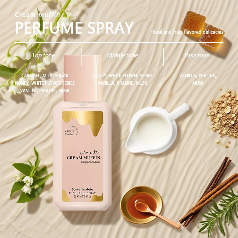 Spray profumato Caramello Sognante da 75ml Fragranza a lunga durata Tonalità Floreale Fruttata Fresca Gourmet Fascino Elegante Eau De Toilette Neutra