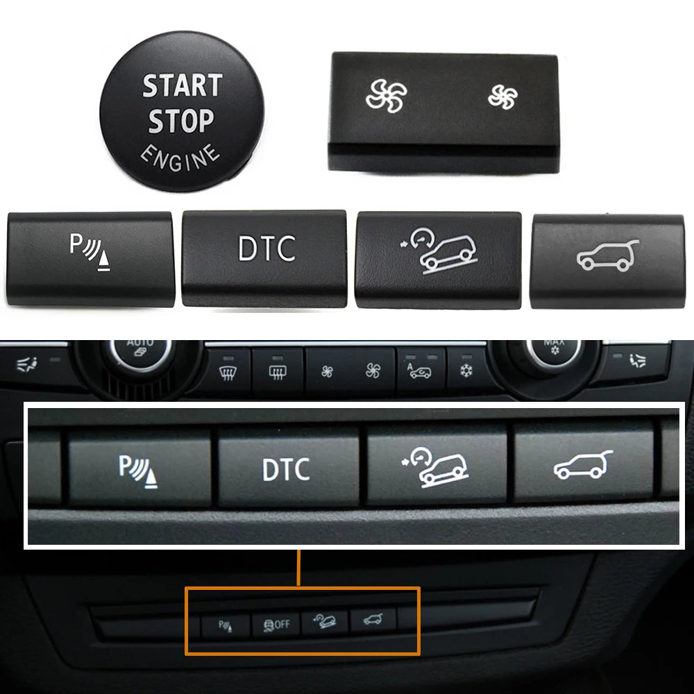 Car Dashboard Ac Ventilated Buttons Auto Ignition Parking Swithes Trunk Unlock Push Button Cover For BMW X5 E70 X6 E71 E72