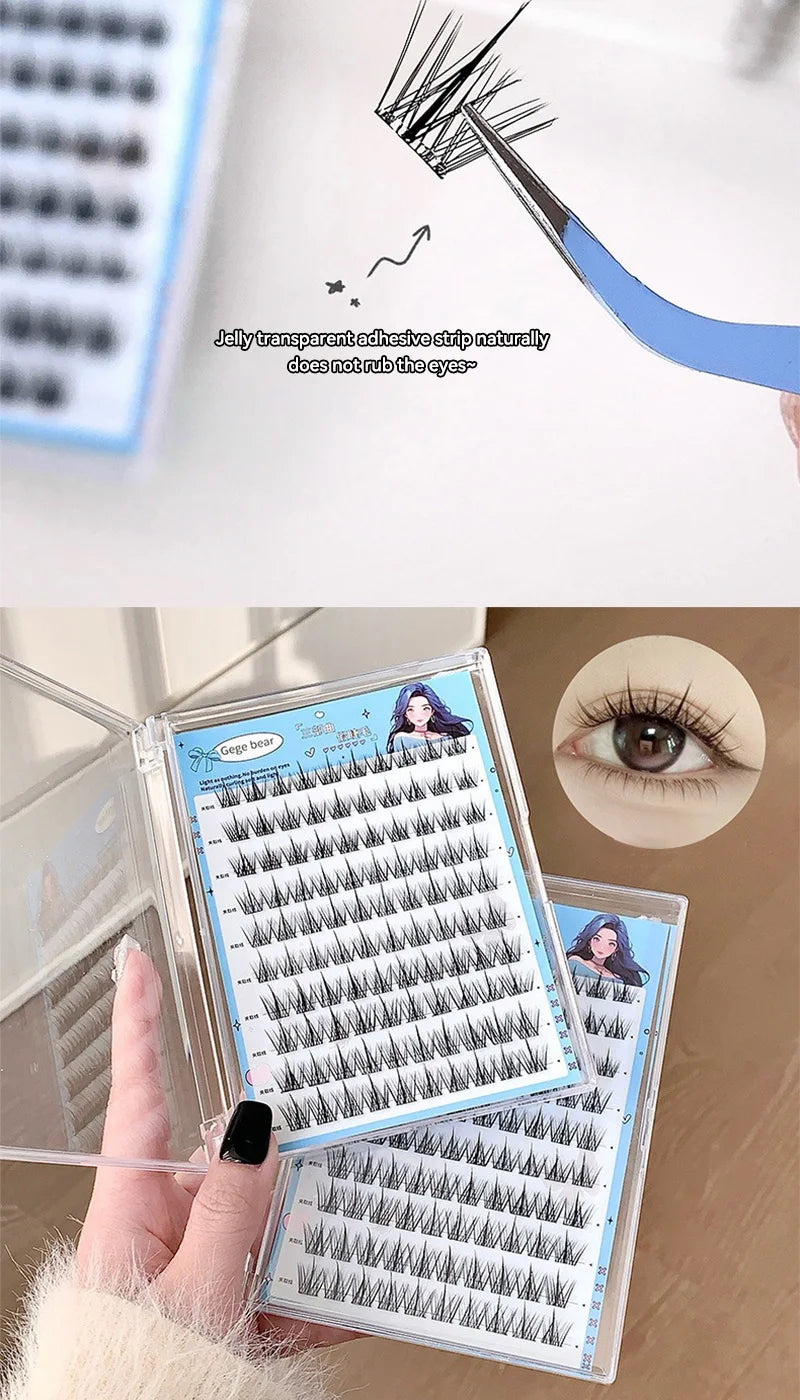 Gege Bear Lijmloze Valse Wimpers - Eenvoudige 3-Staps Applicatie, Natuurlijke Look, Perfect voor Beginners met Zonnebloem Desig